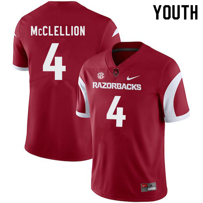 Youth #4 Jarques McClellion Arkansas Razorbacks College Football Jerseys-Cardinal - Click Image to Close